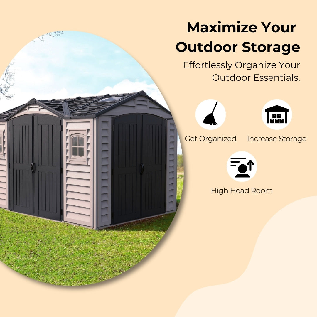 Duramax Apex Pro Shed 10ft x 8ft Adobe & Dark Grey