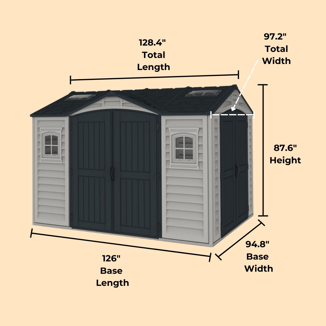 Duramax Apex Pro Shed 10ft x 8ft Adobe & Dark Grey