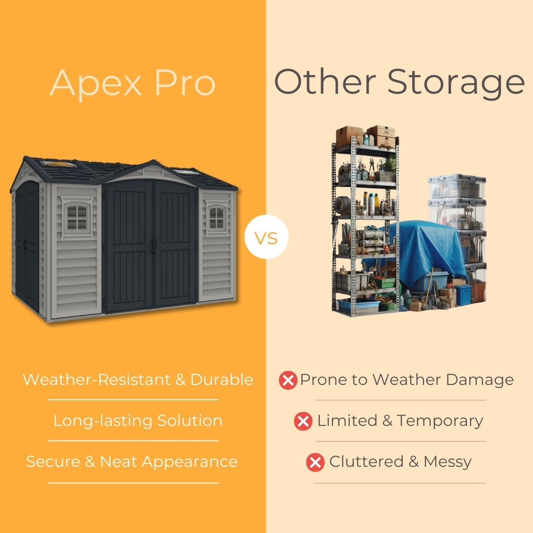 Duramax Apex Pro Shed 10ft x 8ft Adobe & Dark Grey
