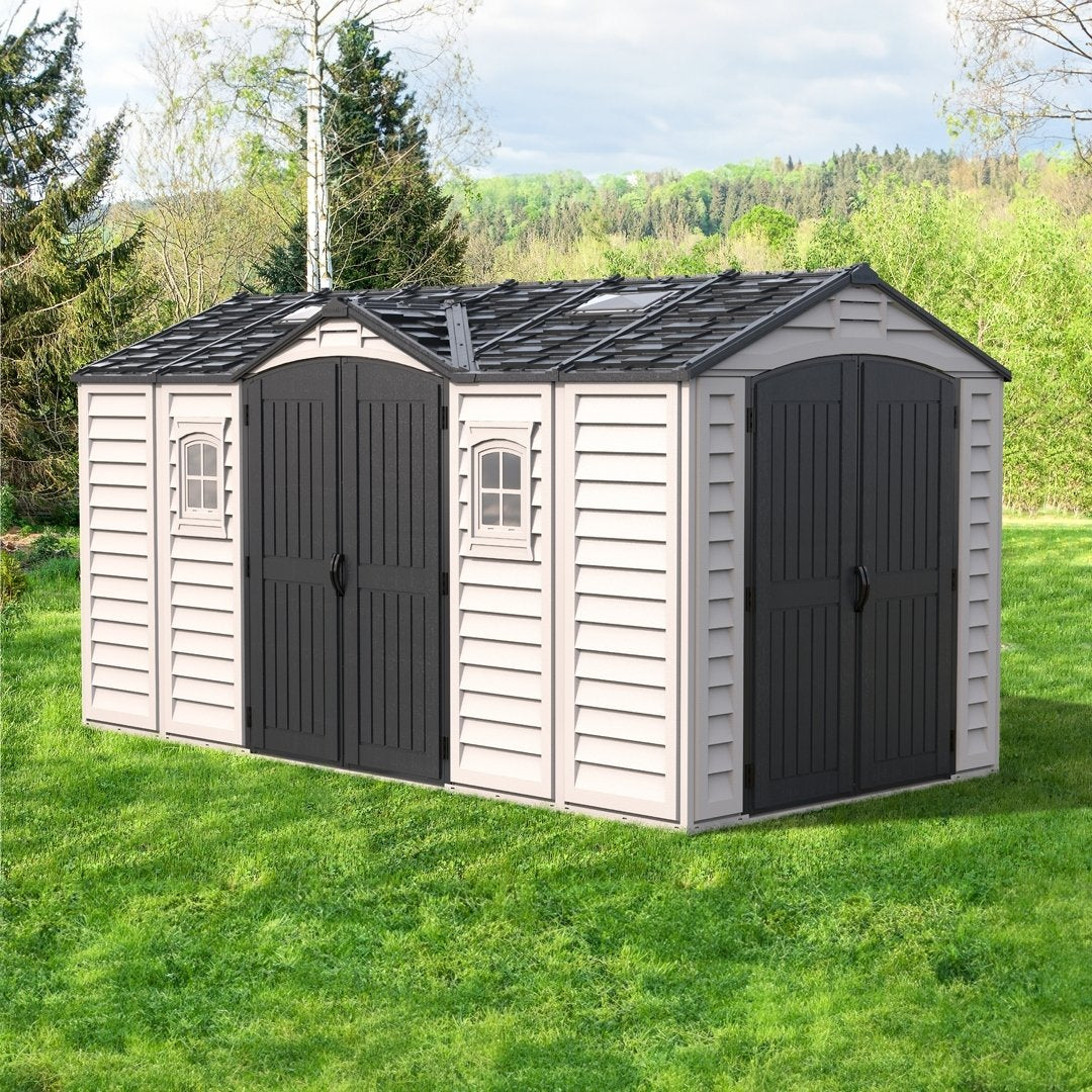 Duramax Apex Pro Shed 15ft x 8ft Adobe & Dark Grey