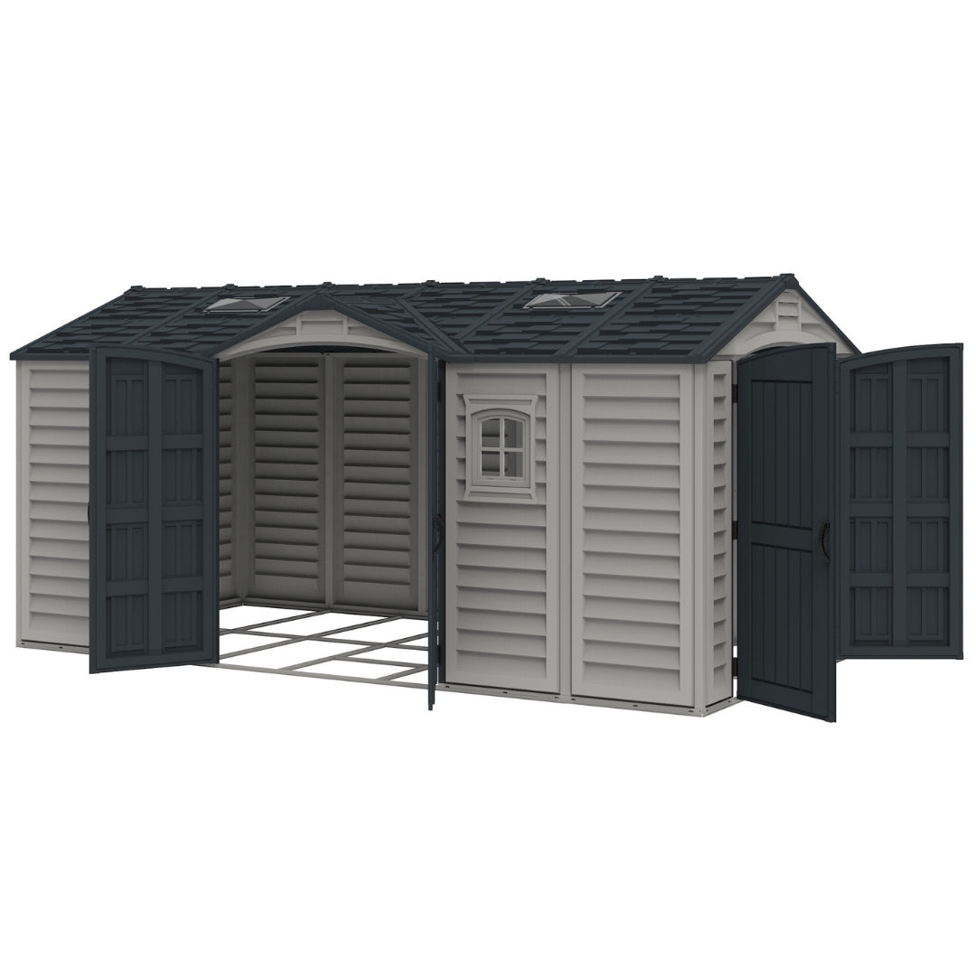 Duramax Apex Pro Shed 15ft x 8ft Adobe & Dark Grey