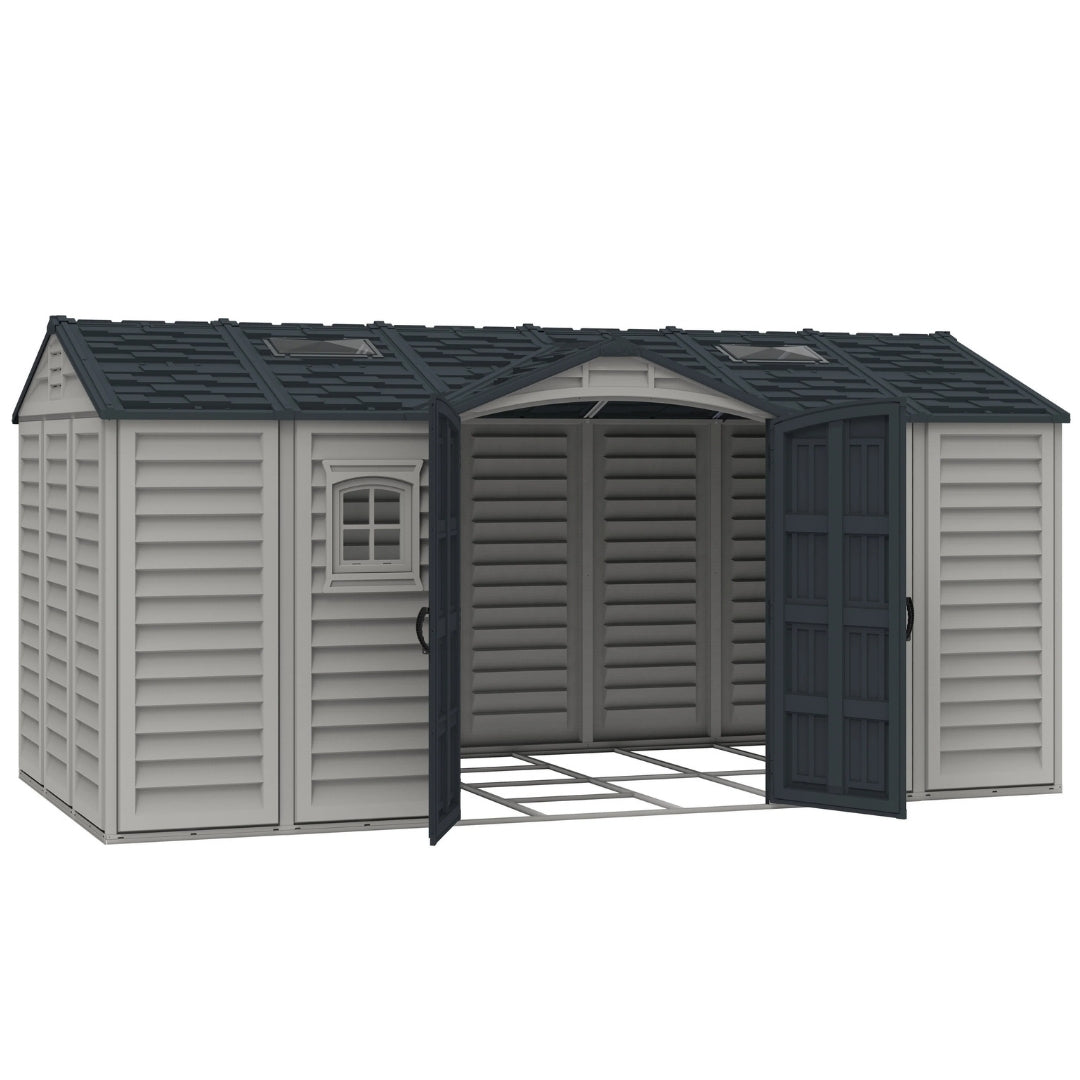 Duramax Apex Pro Shed 15ft x 8ft Adobe & Dark Grey