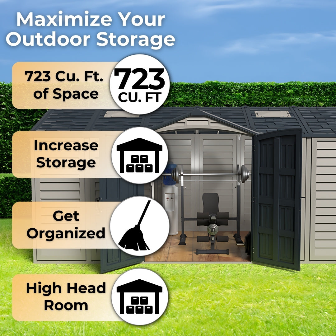 Duramax Apex Pro Shed 15ft x 8ft Adobe & Dark Grey