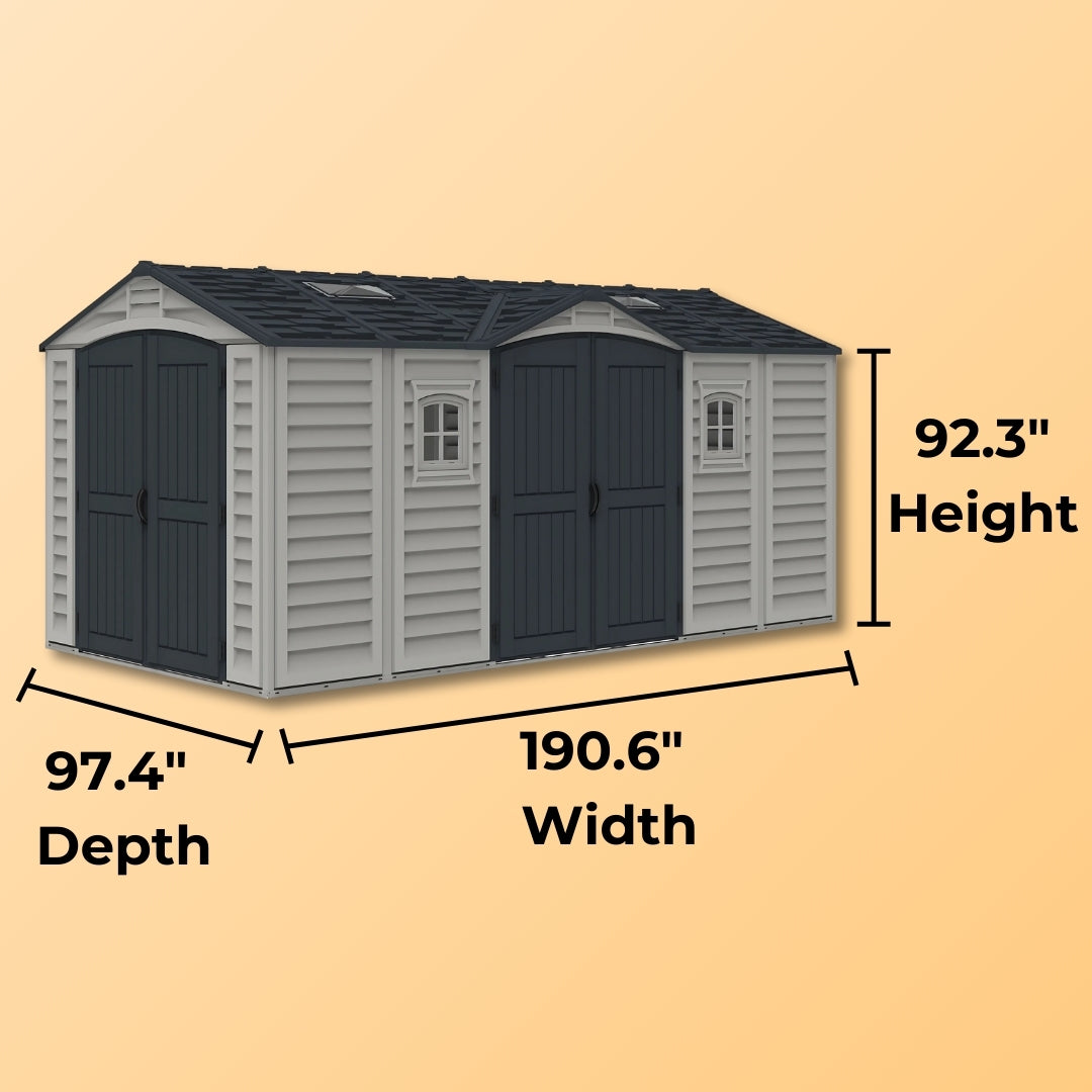 Duramax Apex Pro Shed 15ft x 8ft Adobe & Dark Grey
