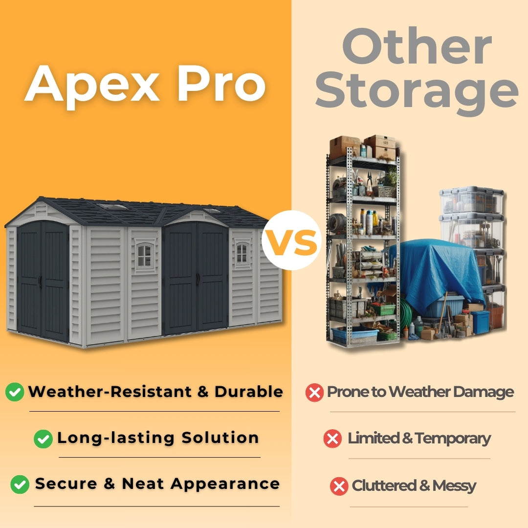 Duramax Apex Pro Shed 15ft x 8ft Adobe & Dark Grey