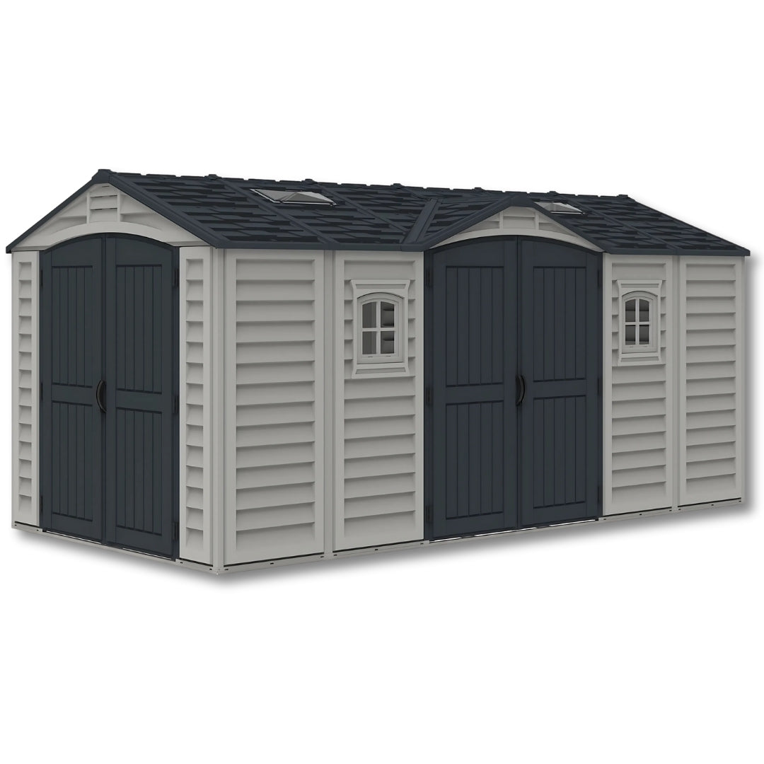 Duramax Apex Pro Shed 15ft x 8ft Adobe & Dark Grey