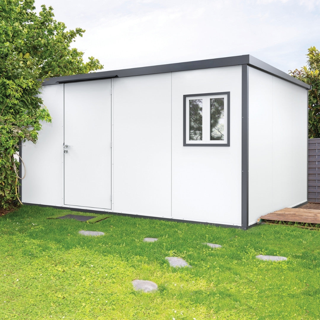 Duramax Flat Roof Building 13ft x 10ft White With Anthracite Trim
