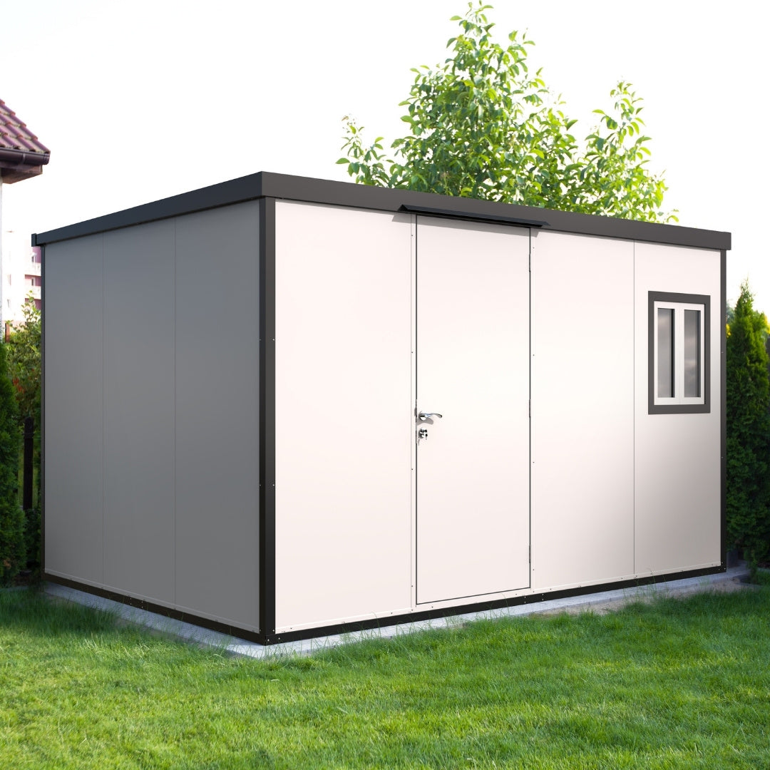 Duramax Flat Roof Building 13ft x 10ft White With Anthracite Trim
