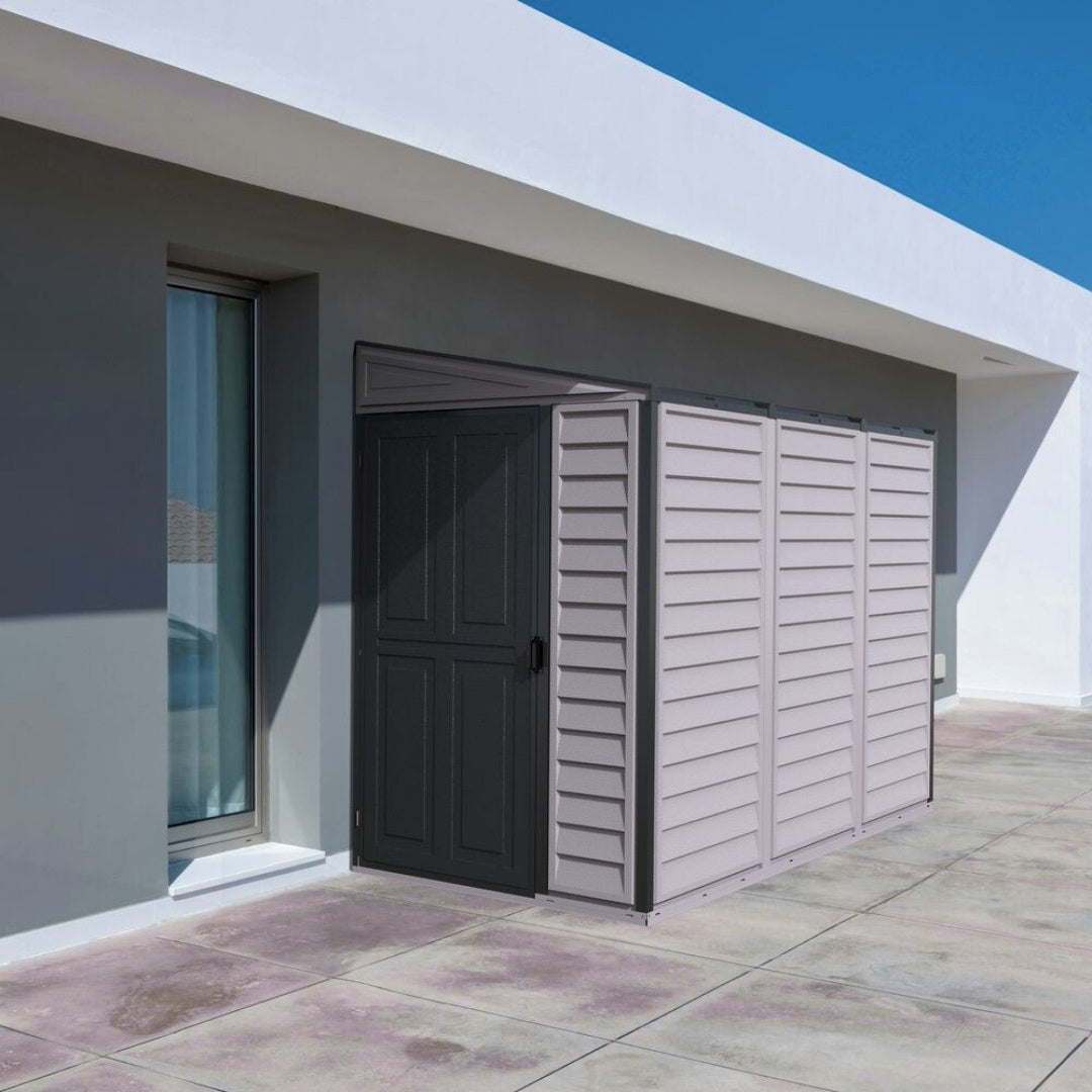 Duramax SideMate Plus Shed 4ft x 8ft Adobe & Dark Grey