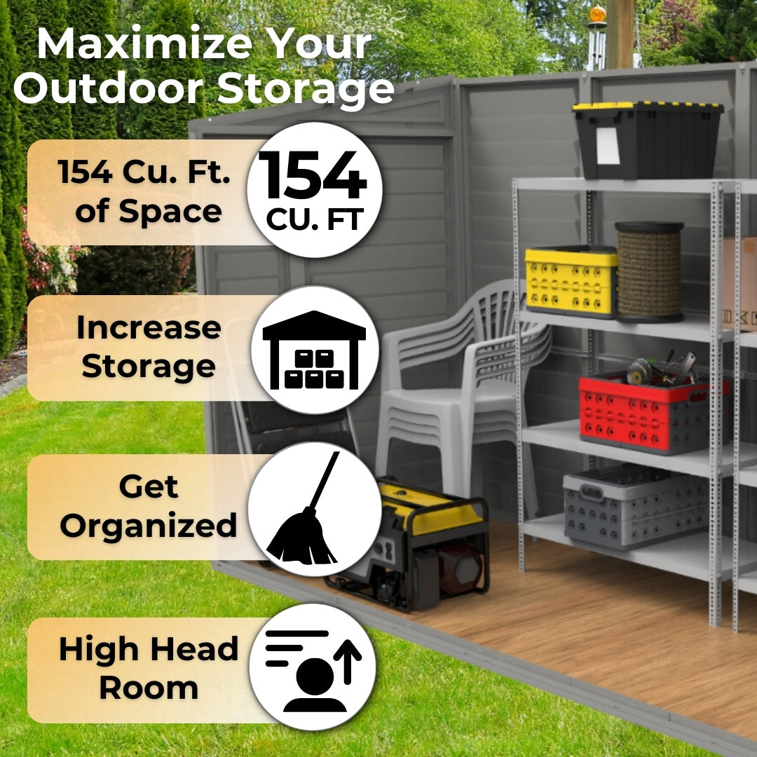 Duramax SideMate Plus Shed 4ft x 8ft Adobe & Dark Grey