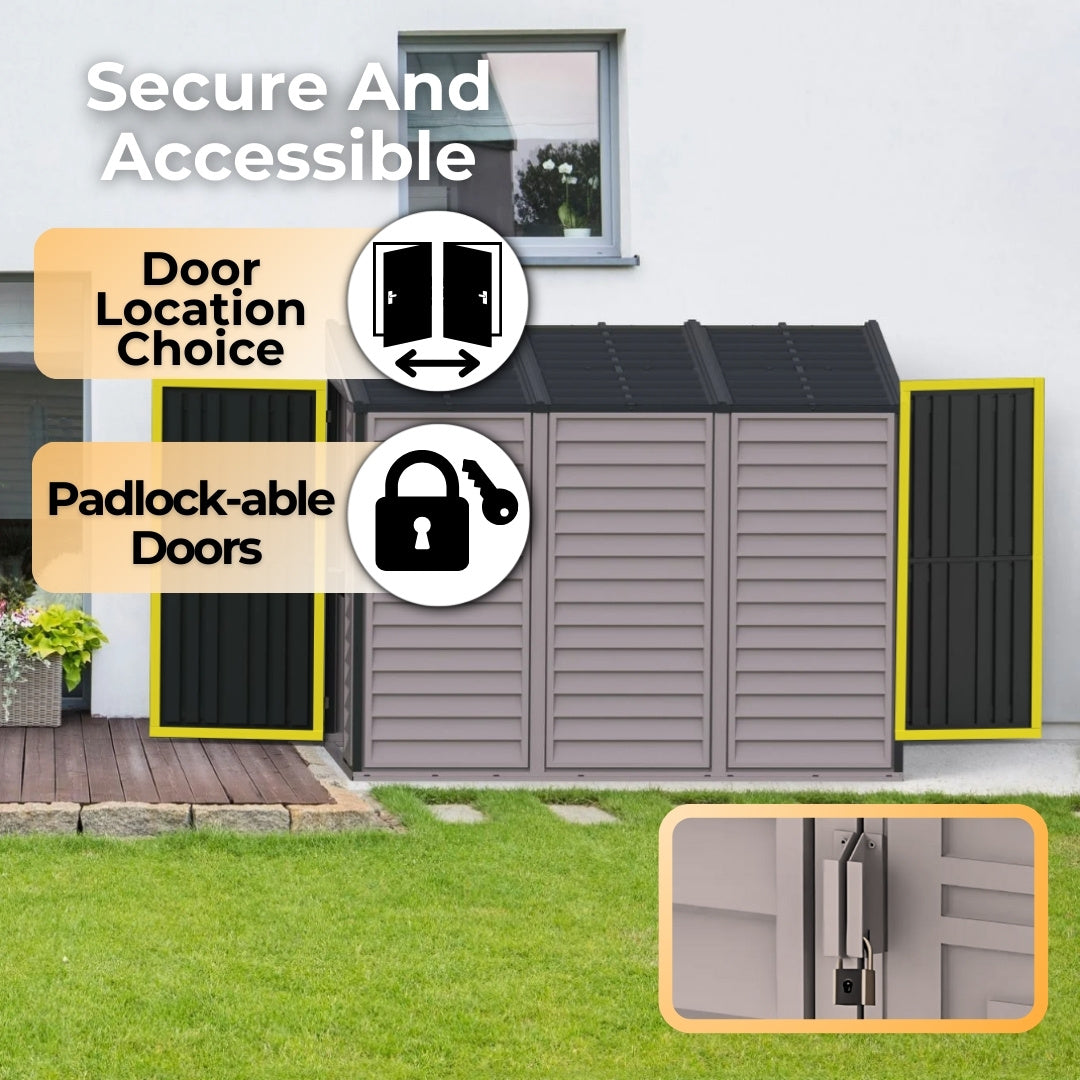 Duramax SideMate Plus Shed 4ft x 8ft Adobe & Dark Grey