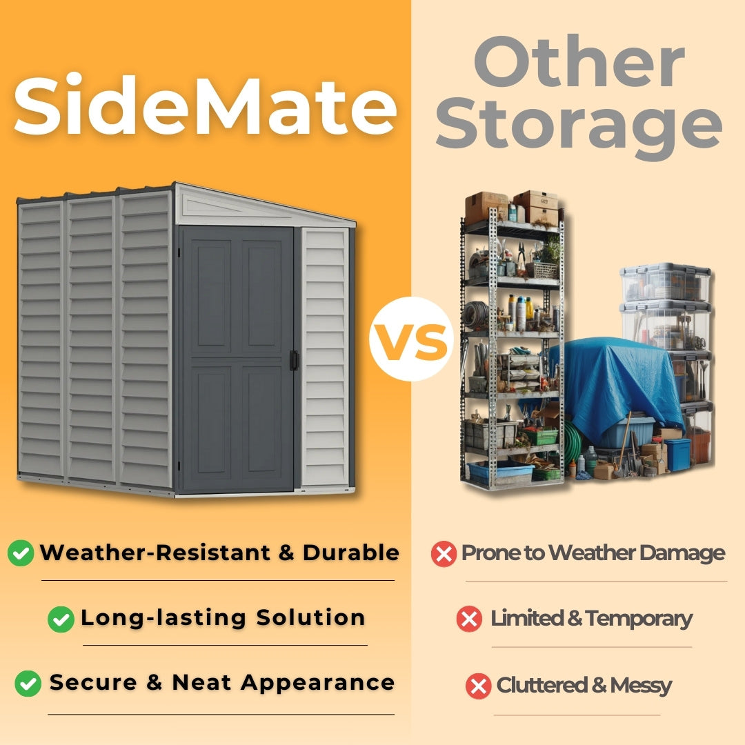 Duramax SideMate Plus Shed 4ft x 8ft Adobe & Dark Grey