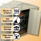 Duramax SidePro Shed 10ft x 3ft Ivory