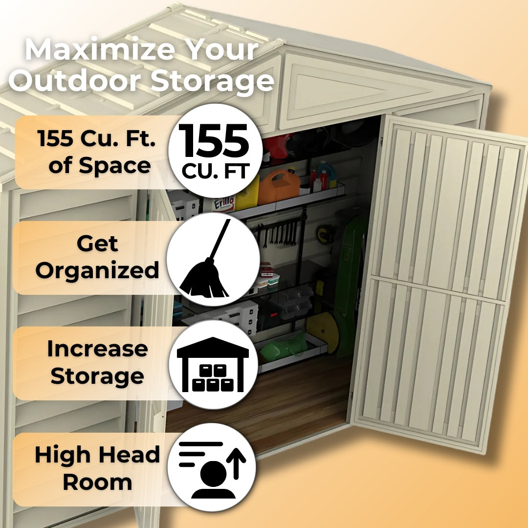 Duramax SidePro Shed 10ft x 3ft Ivory