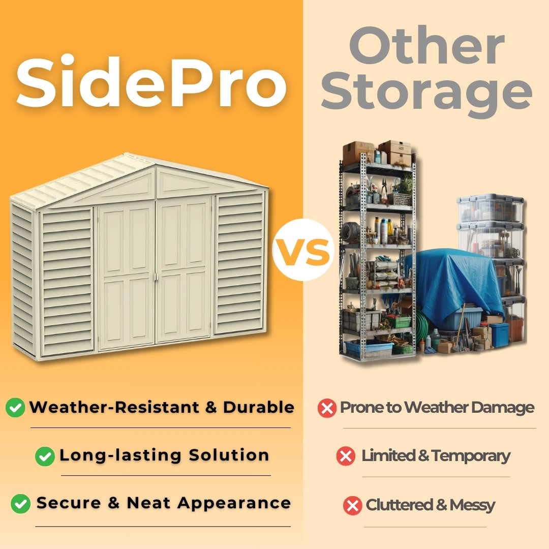 Duramax SidePro Shed 10ft x 3ft Ivory