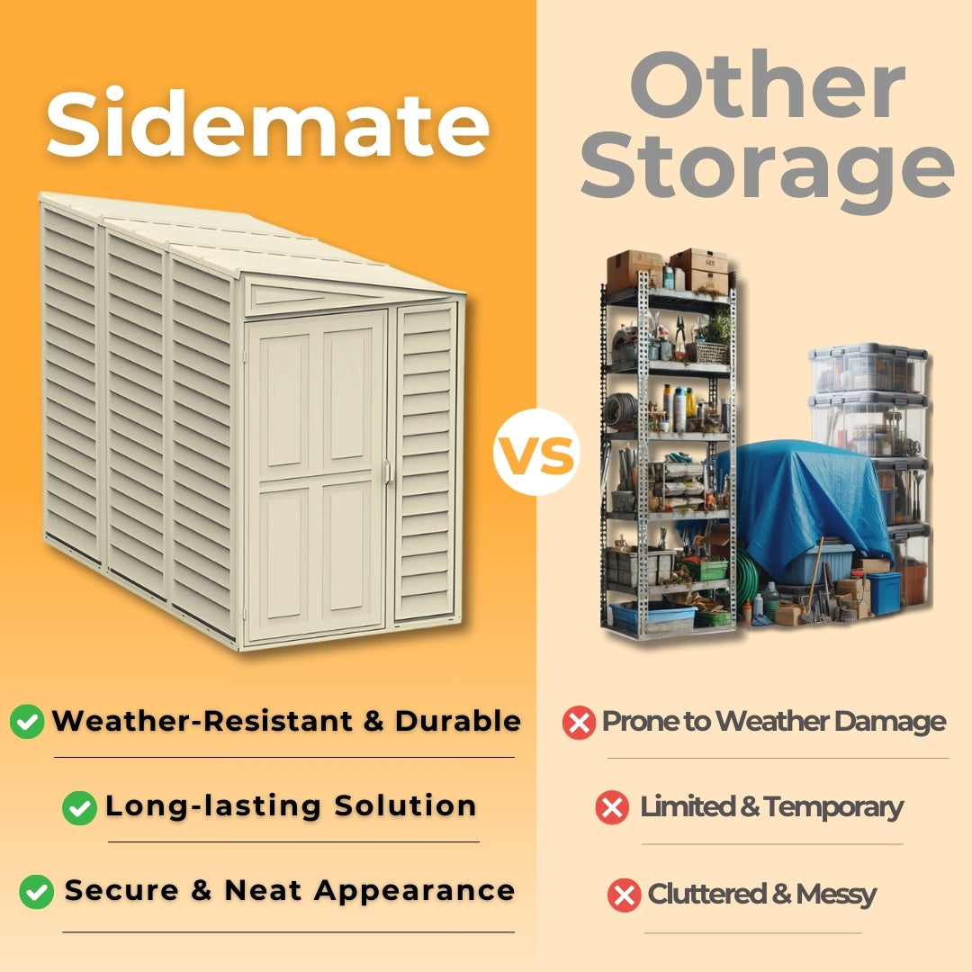 Duramax Sidemate Shed 4ft x 8ft Ivory