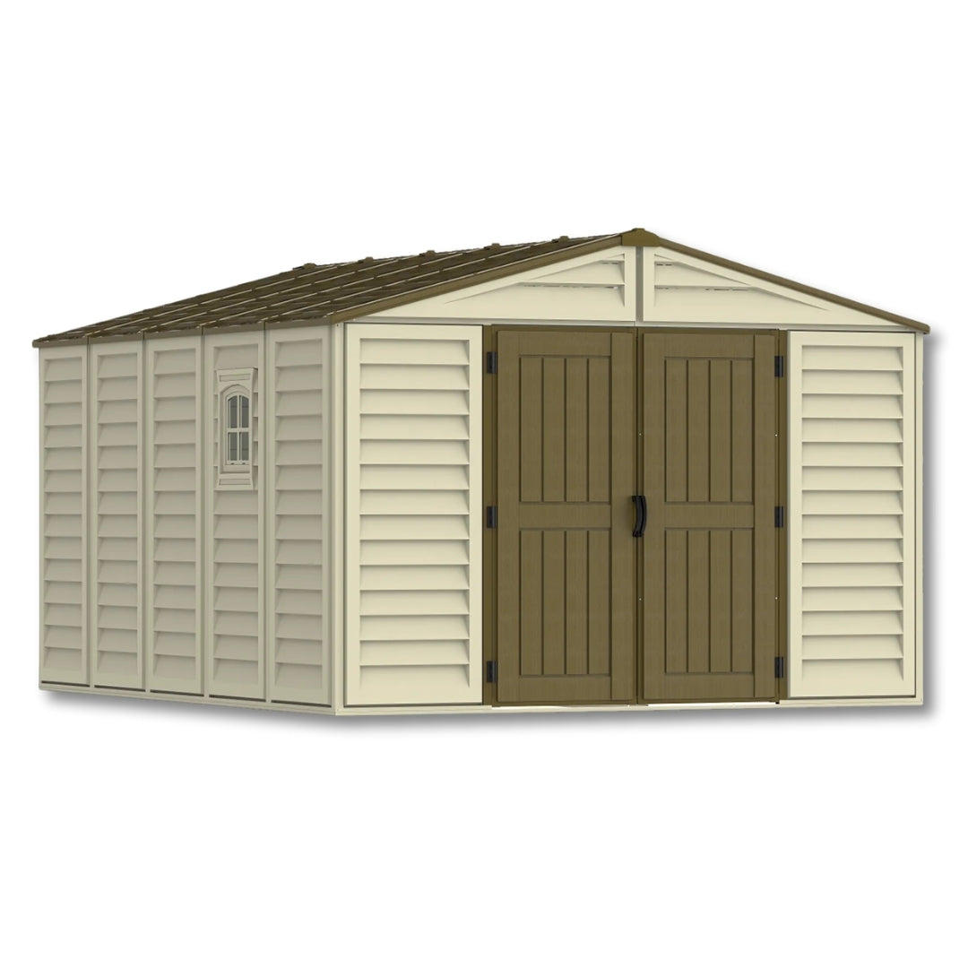 Duramax Woodbridge Plus Shed 10.5ft x 10ft Ivory & Dark Brown