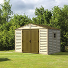 Duramax Woodbridge Plus Shed 10.5ft x 8ft Ivory & Dark Brown