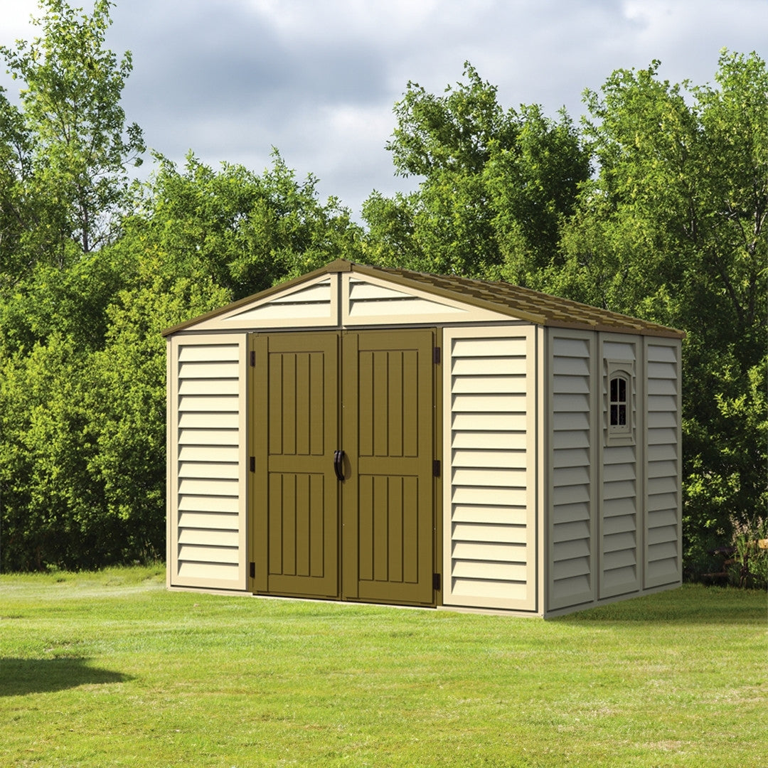 Duramax Woodbridge Plus Shed 10.5ft x 8ft Ivory & Dark Brown