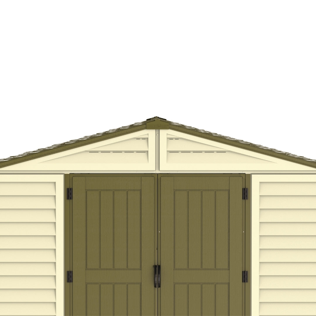 Duramax Woodbridge Plus Shed 10.5ft x 8ft Ivory & Dark Brown