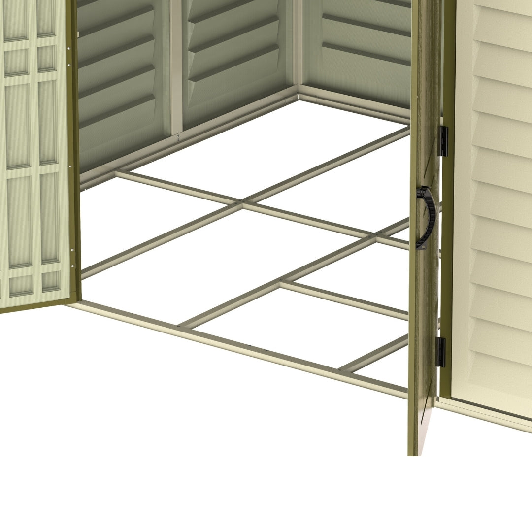 Duramax Woodbridge Plus Shed 10.5ft x 8ft Ivory & Dark Brown