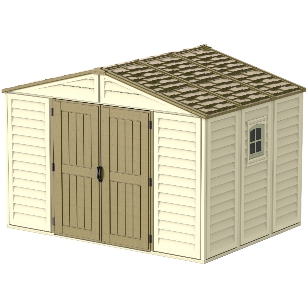 Duramax Woodbridge Plus Shed 10.5ft x 8ft Ivory & Dark Brown