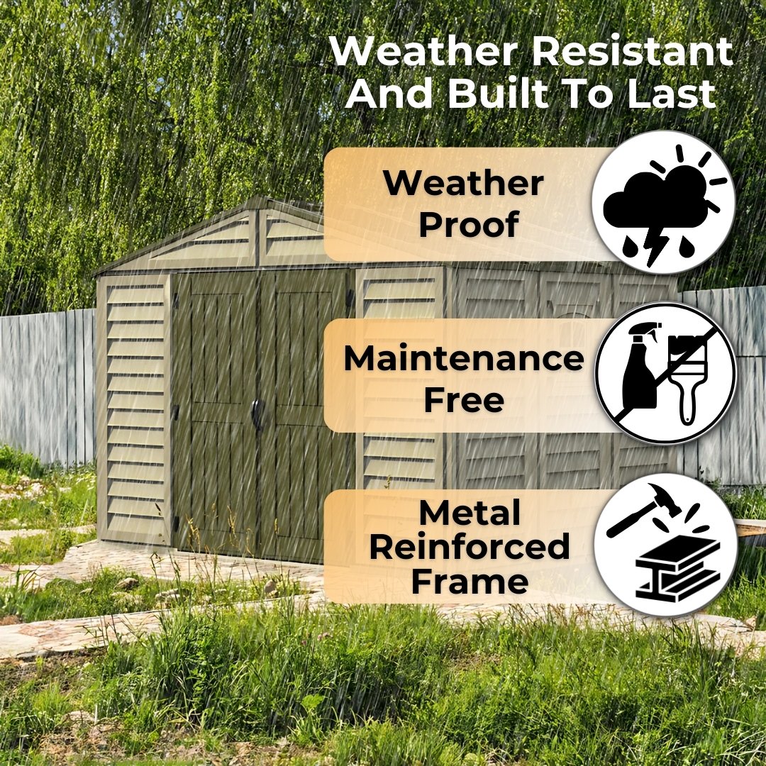 Duramax Woodbridge Plus Shed 10.5ft x 8ft Ivory & Dark Brown