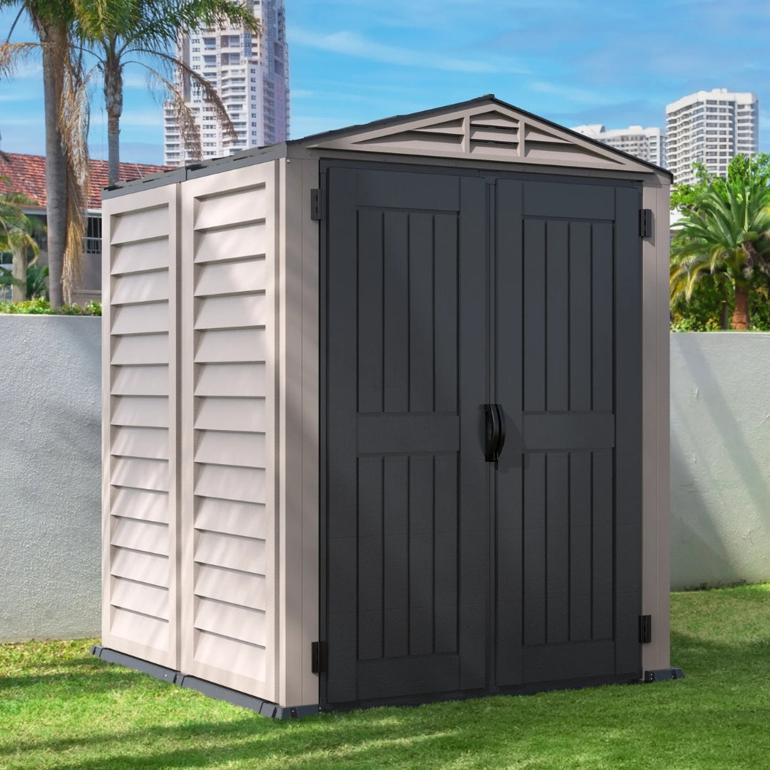 Duramax YardMate Plus Shed 5ft x 5ft Adobe & Dark Grey