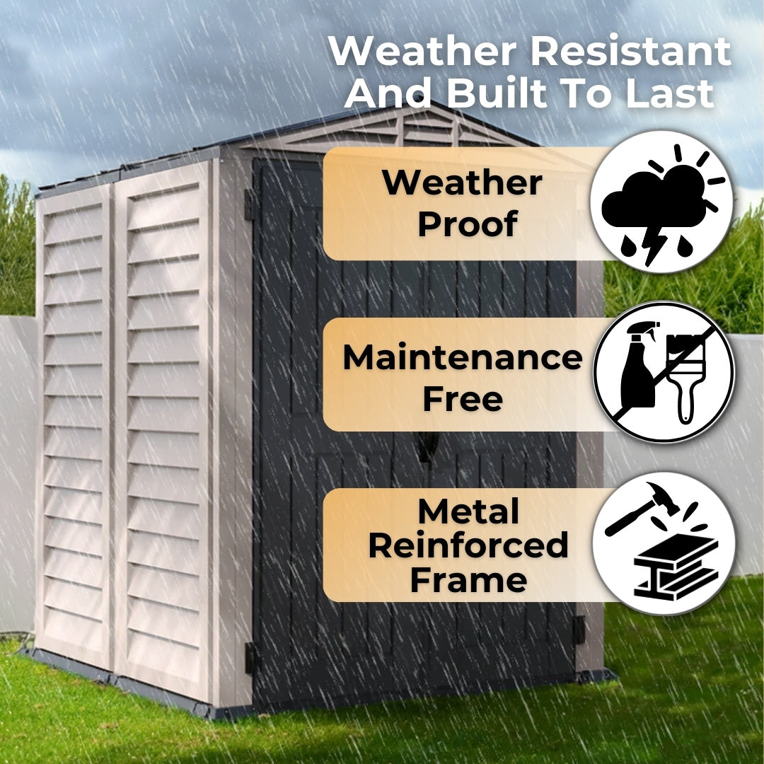 Duramax YardMate Plus Shed 5ft x 5ft Adobe & Dark Grey