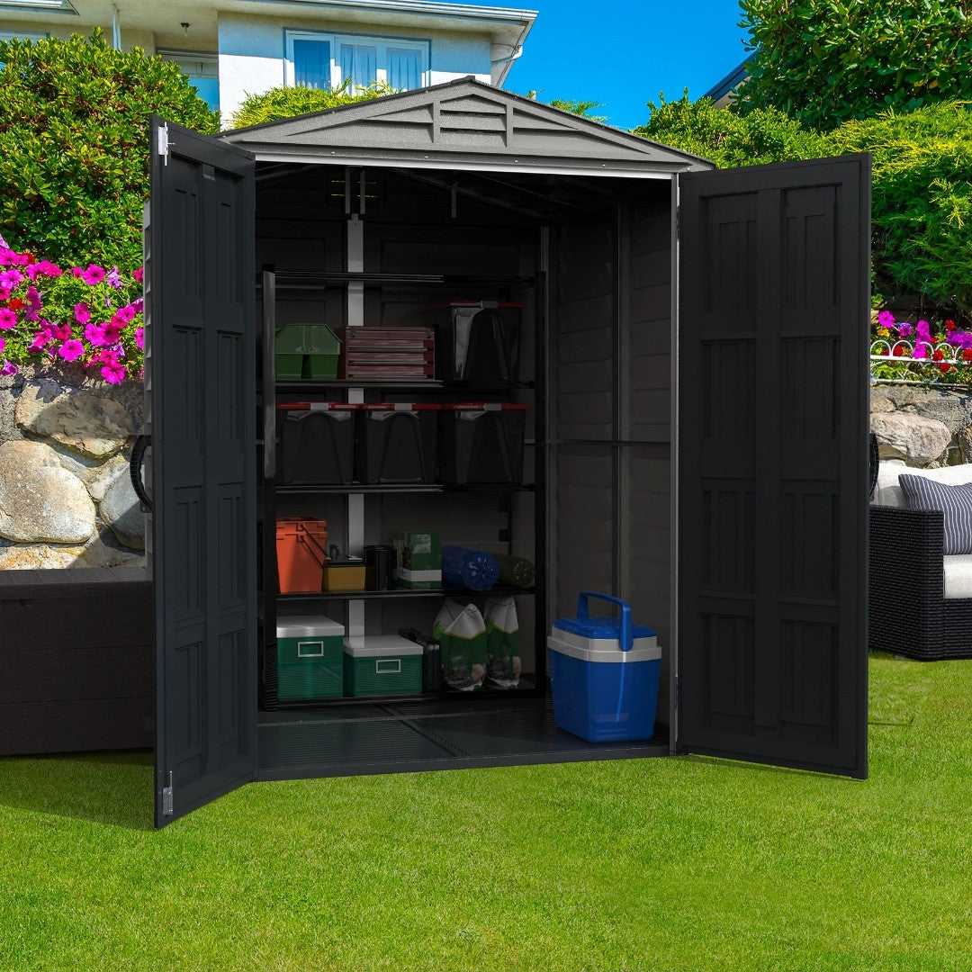 Duramax YardMate Plus Shed 5ft x 5ft Adobe & Dark Grey
