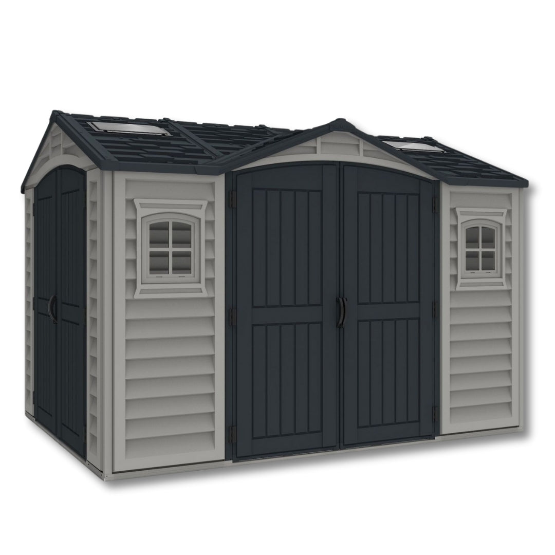 Duramax 10.5x8 Apex Pro Vinyl Shed w/ Foundation 40116 – Storage Day