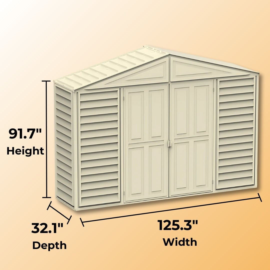 Duramax SidePro Shed 10x3 | Compact Outdoor Storage in Ivory